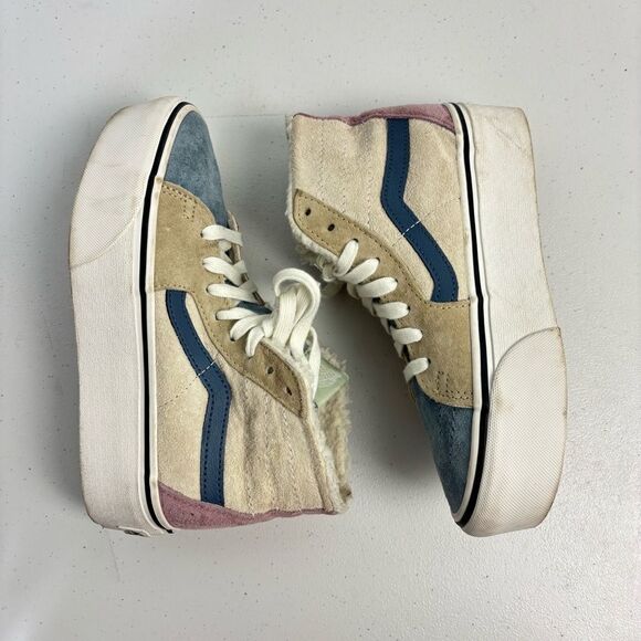 Vans Sk8-hi Tapered Stackform Sneakers Sherpa Lined Color-block Suede Womens 5 - Picture 8 of 14